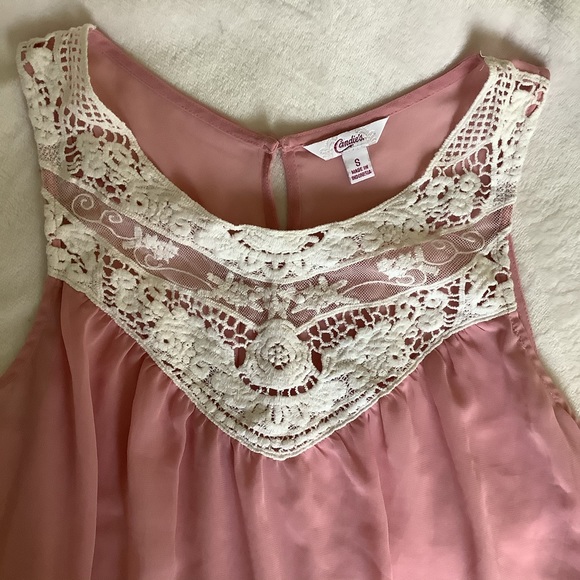 Candie's Tops - Pink & White Lace Top